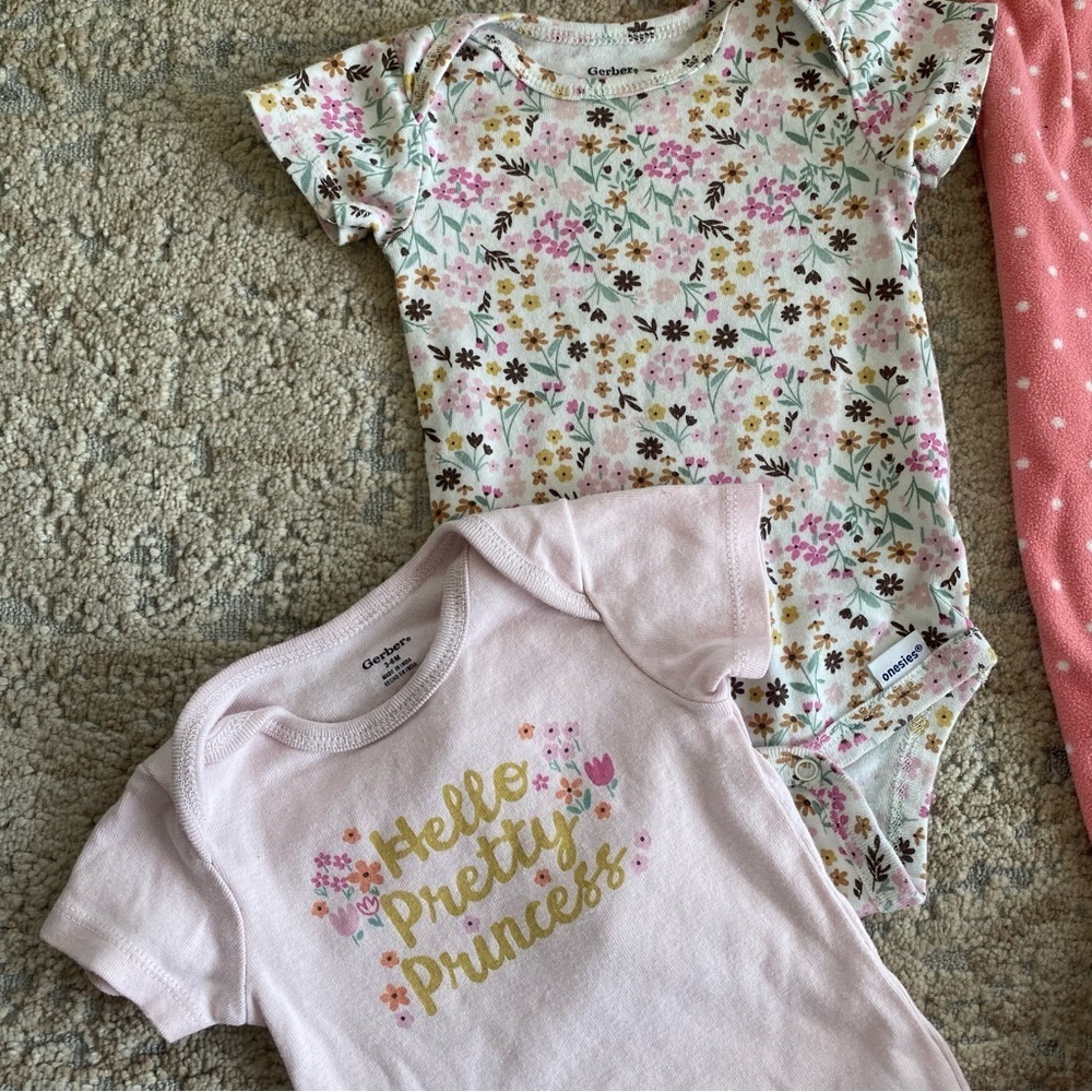 Gerber/Honest Baby/Carter’s 3-6 months Baby Girl Bundle of Onesies Footsie - Picture 2 of 9